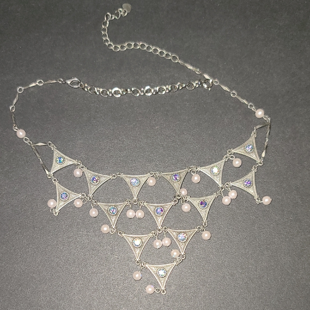 Elegant Silver and Pink Necklace